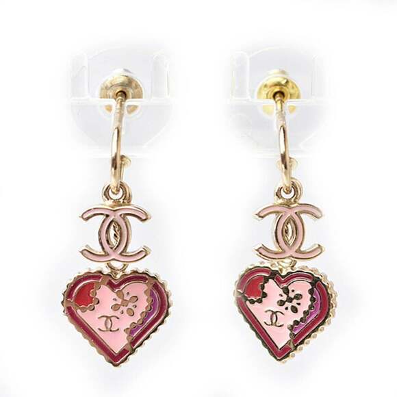 CHANEL Authentic Pink Heart Earrings